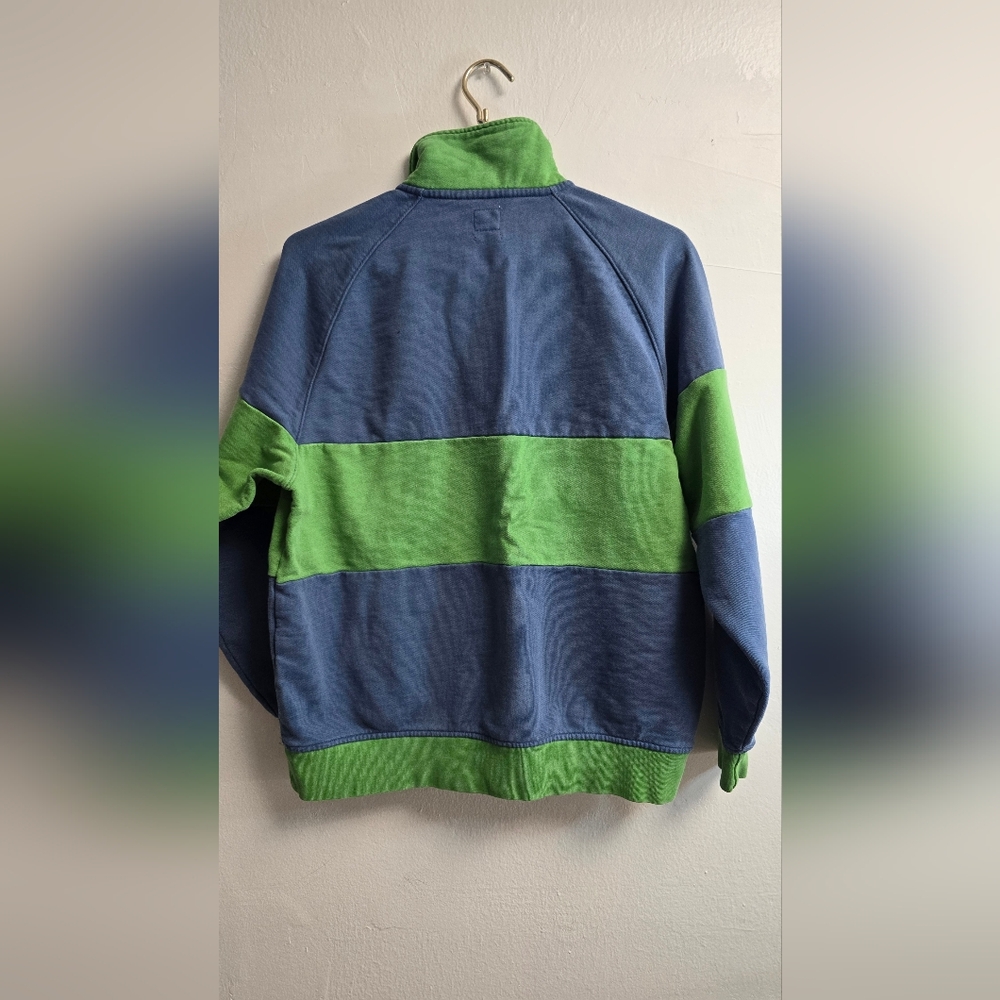 Levi’s Relaxed Quarter Zip Sweatshirt Colorblock Blue Green Size S - Picture 8 of 9